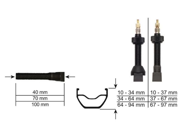 Kit Valvulas Tubeless Effetto Mariposa Black 70mm (X2)