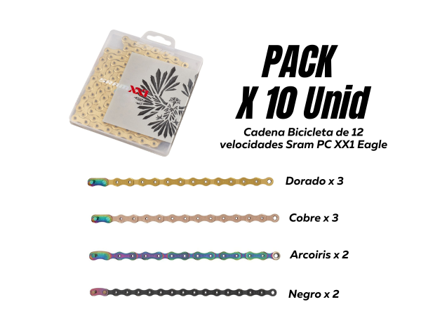 Cadena Bicicleta de 12 Velocidades Sram PC XX1 Eagle Colores Pack x 10