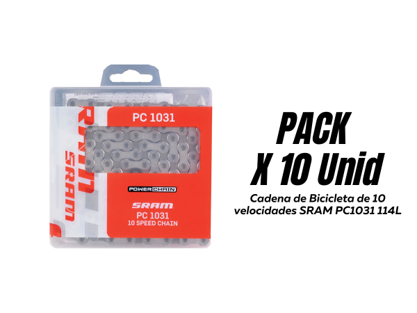Cadena de Bicicleta de 10 velocidades SRAM PC1031 114L Pack x 10