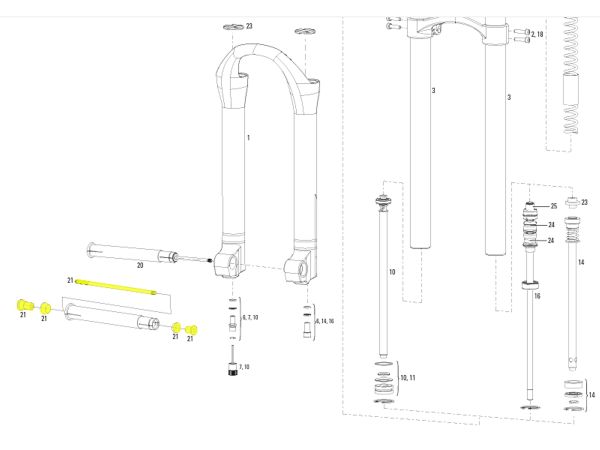 Eje Pasante Delantero ROCKSHOX Maxle Boxxer DH Wedge/Lever/axle Kit