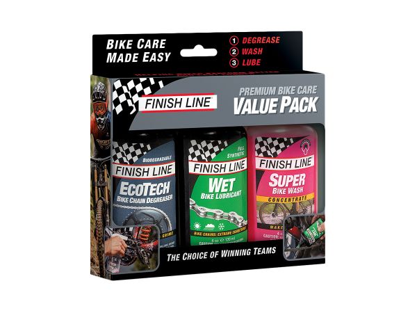 Kit Premiun Finish Line EcoTech/Wet Lube/Super Bike Wash 4oz-120ml