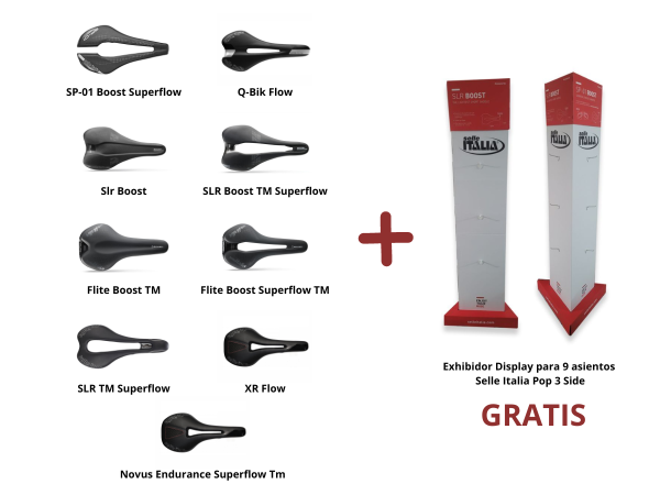 KIT PROMOCION Selle Italia 9 asientos + Exhibidor de REGALO