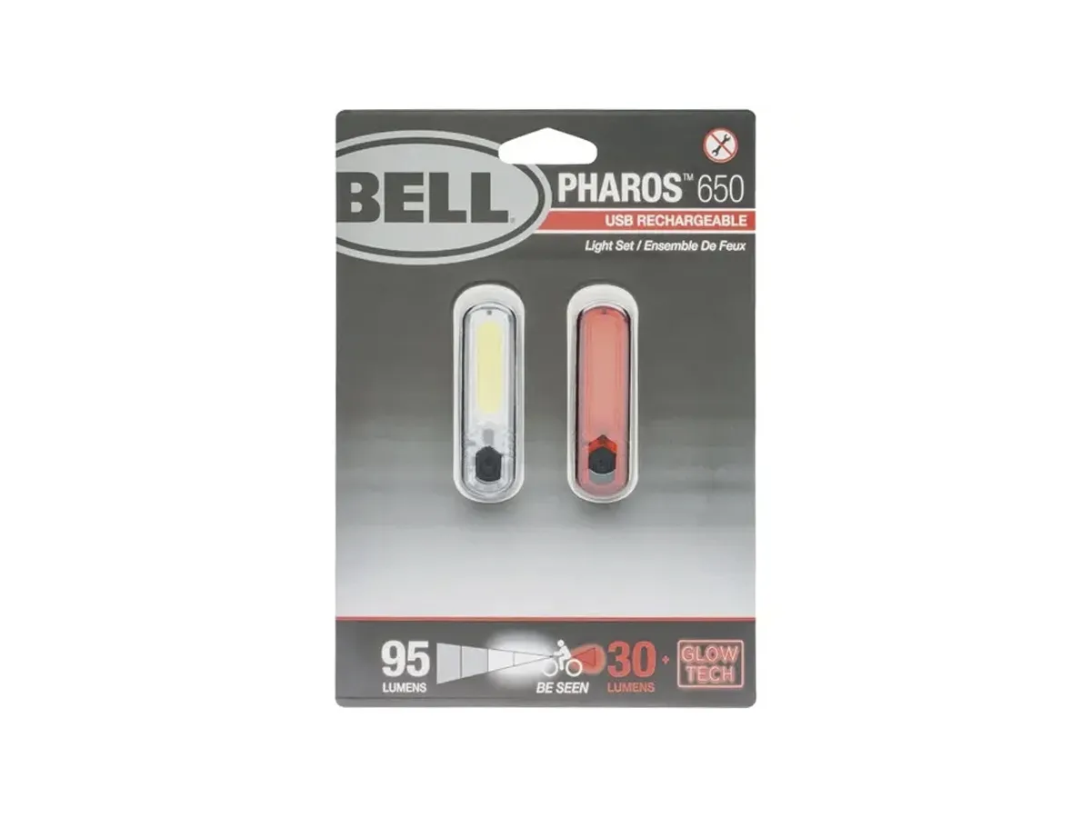 Luz Delantera y Trasera BELL Pharos 650 95/30 Lumenes USB Recargable