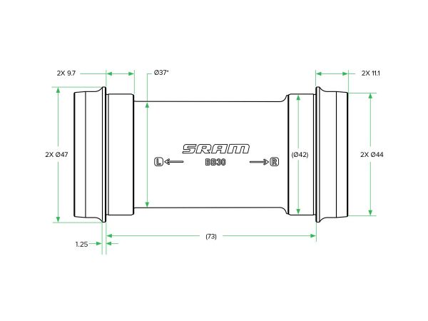 Caja de Centro SRAM DUB BB30 68mm/73mm